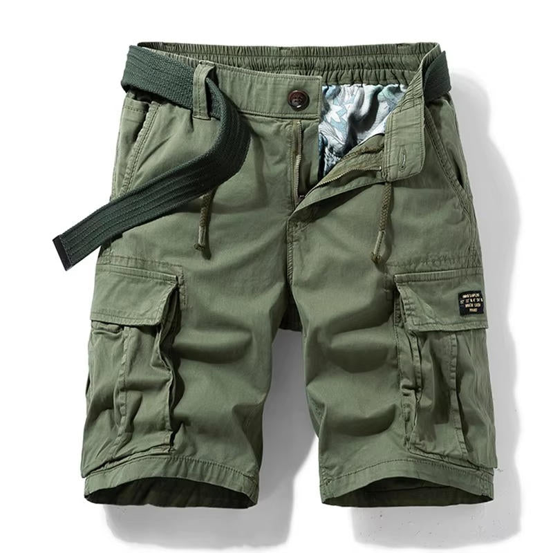 Men's Cotton Cargo Shorts 6-Pocket Knee Length Relaxed Fit