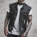 Distressed Denim Vest Sleeveless Button-Front – Holt
