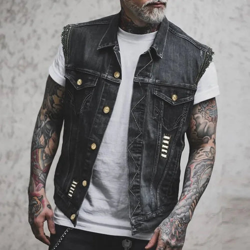 Distressed Denim Vest Sleeveless Button-Front – Holt