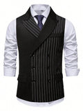 Double-breasted sleeveless suit vest in black – TARLANO