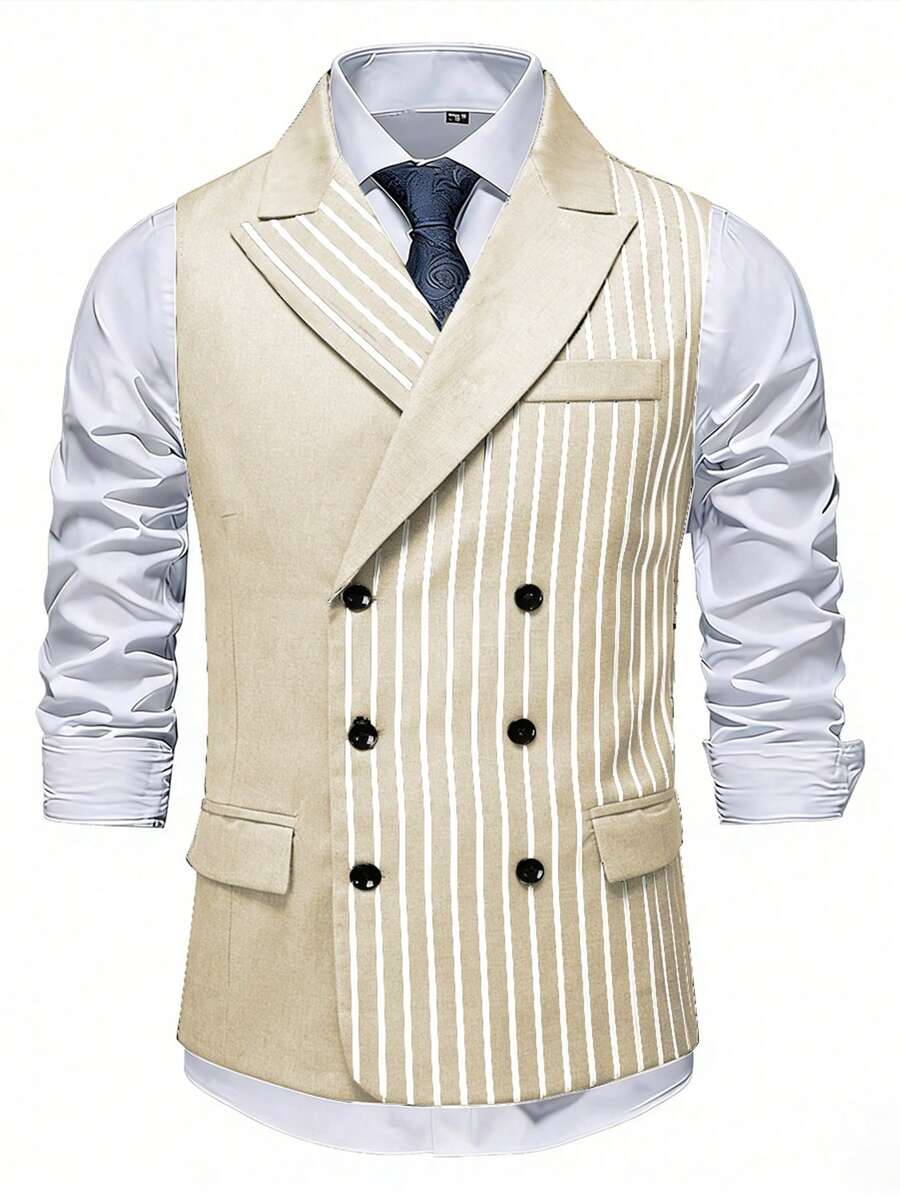 Men's Double-Breasted Suit Vest Slim Fit Sleeveless – Ranso