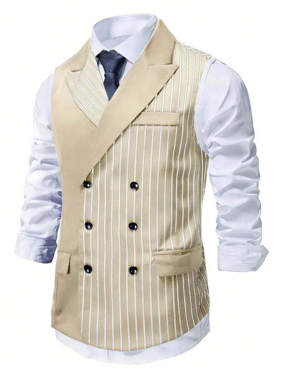 Men's Double-Breasted Suit Vest Slim Fit Sleeveless – Ranso