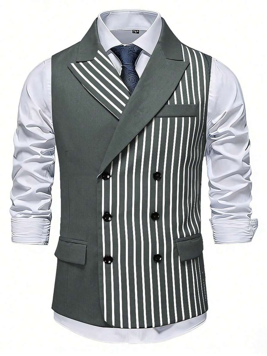 Men's Double-Breasted Suit Vest Slim Fit Sleeveless – Ranso