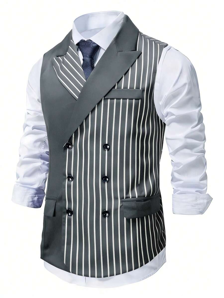 Men's Double-Breasted Suit Vest Slim Fit Sleeveless – Ranso