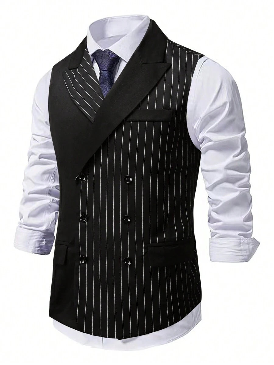 Men's Double-Breasted Suit Vest Slim Fit Sleeveless – Ranso