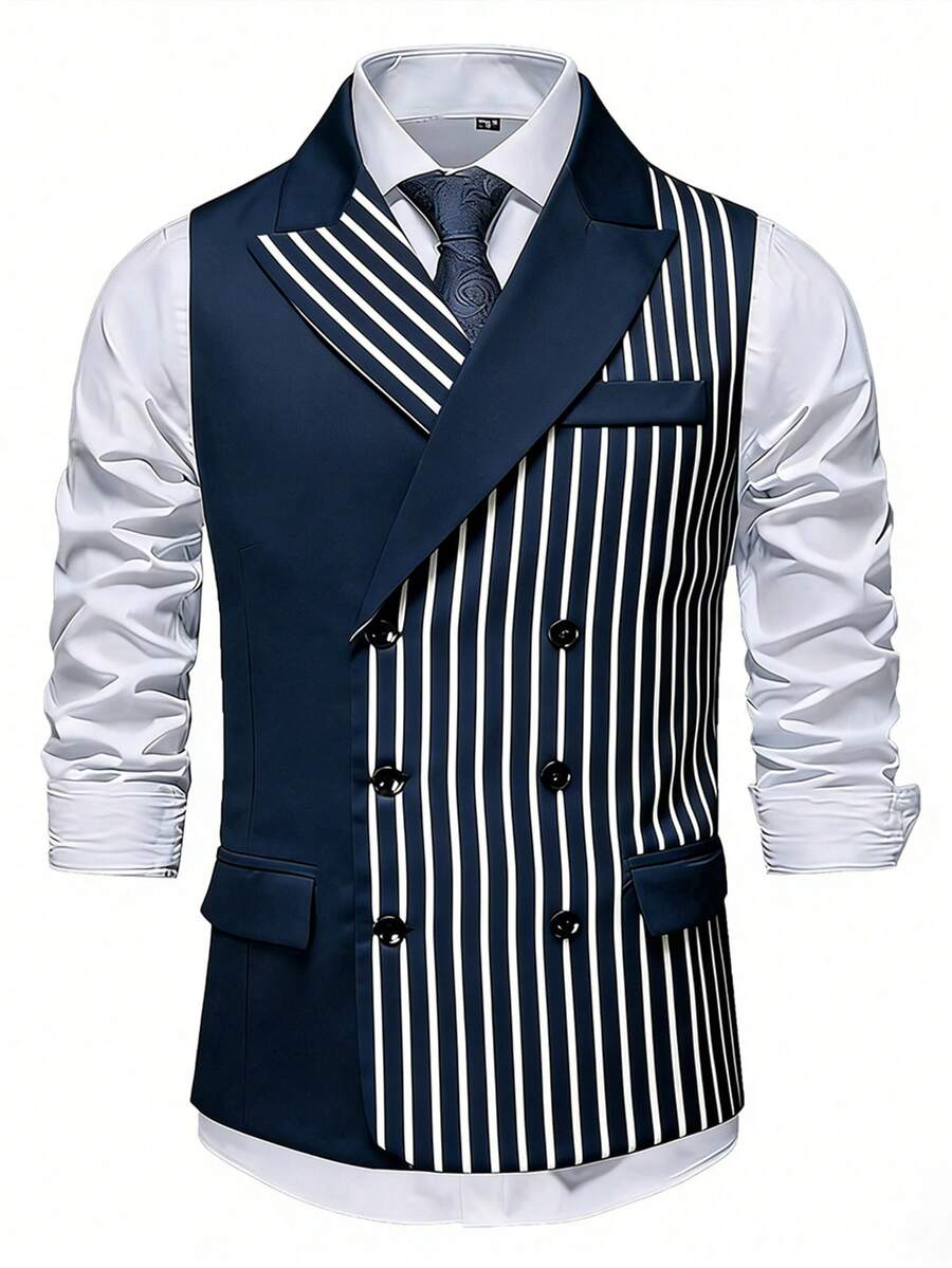 Men's Double-Breasted Suit Vest Slim Fit Sleeveless – Ranso