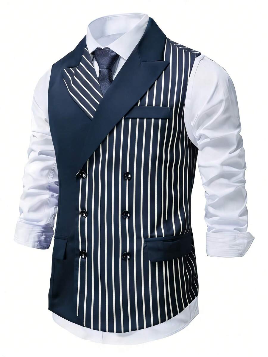 Men's Double-Breasted Suit Vest Slim Fit Sleeveless – Ranso