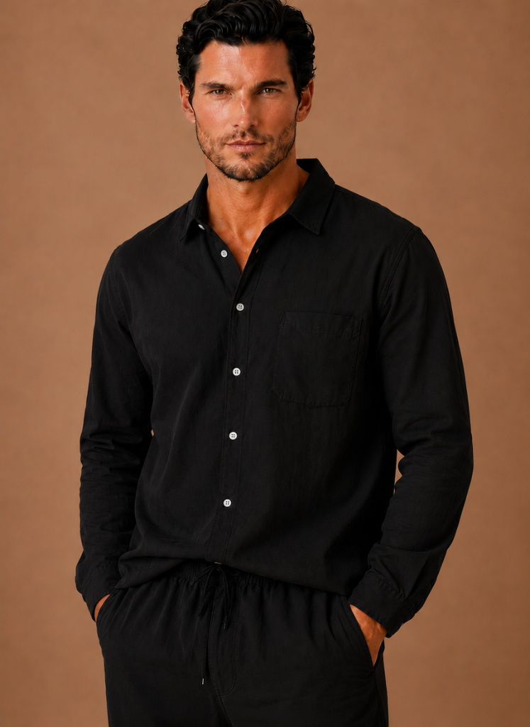 Men's Linen Cotton Blend Set Shirt and Trousers Smart Casual – Areleon
