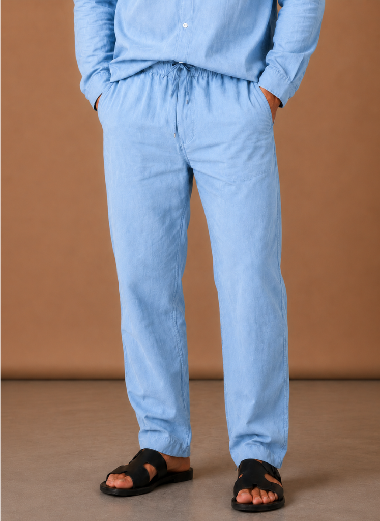 Men's Linen Cotton Blend Set Shirt and Trousers Smart Casual – Areleon