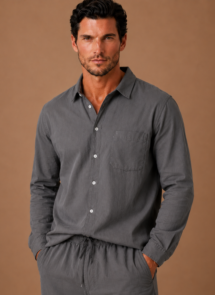 Men's Linen Cotton Blend Set Shirt and Trousers Smart Casual – Areleon