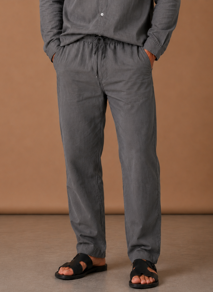 Men's Linen Cotton Blend Set Shirt and Trousers Smart Casual – Areleon