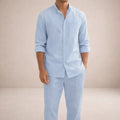 Linen two-piece set with button-front shirt and matching trousers – TARLANO