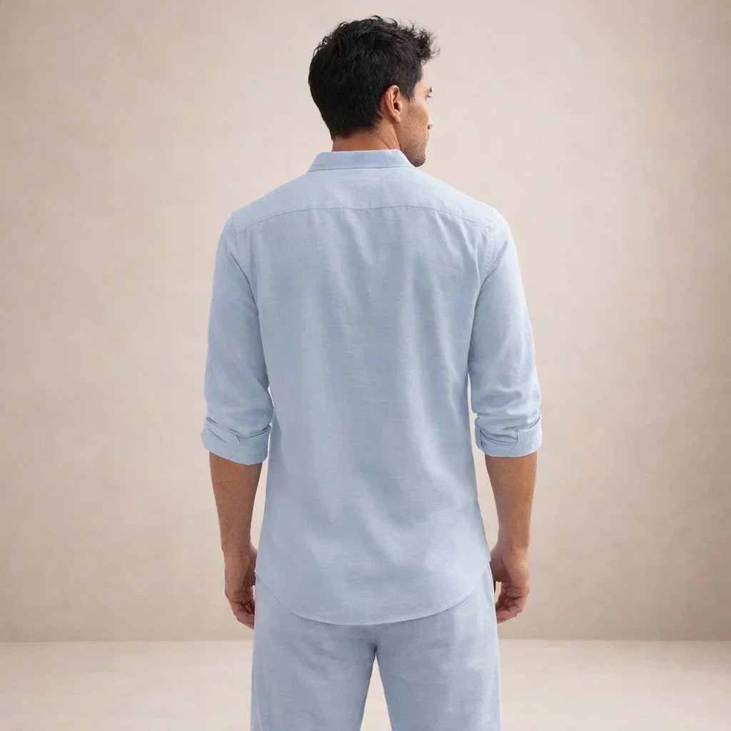 Men's Linen Two-Piece Set Button Shirt and Matching Trousers – Rancel