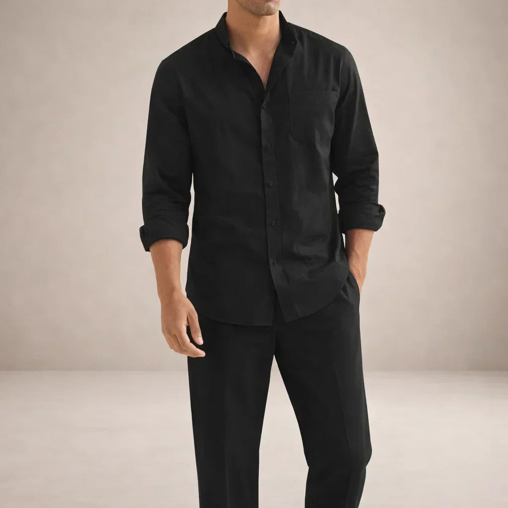 Men's Linen Two-Piece Set Button Shirt and Matching Trousers – Rancel