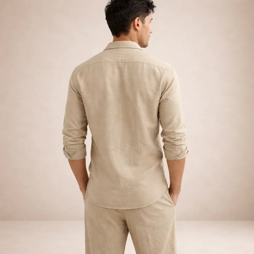 Men's Linen Two-Piece Set Button Shirt and Matching Trousers – Rancel