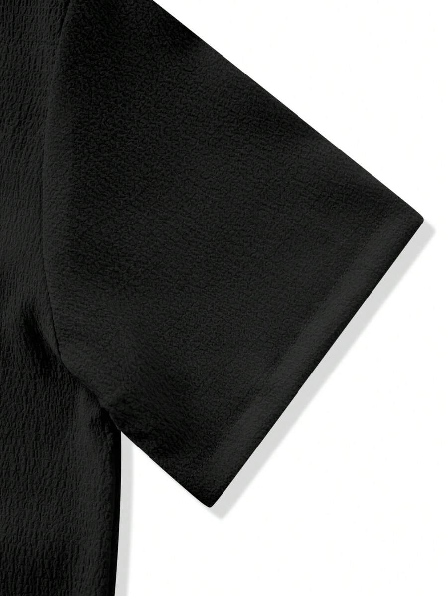 Mens Pant and Shirt Set Jacquard Short Sleeve Button-Up – Vornel