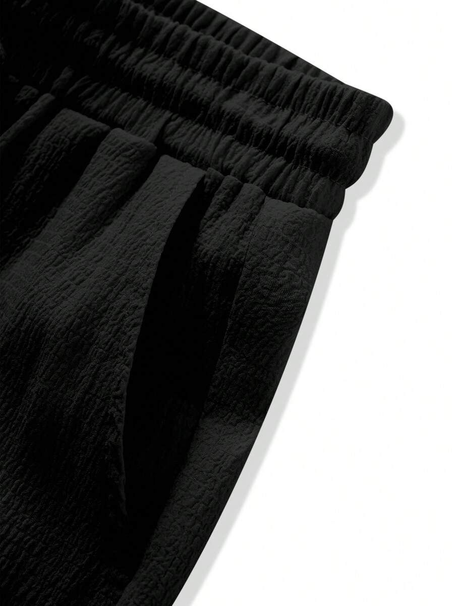 Mens Pant and Shirt Set Jacquard Short Sleeve Button-Up – Vornel