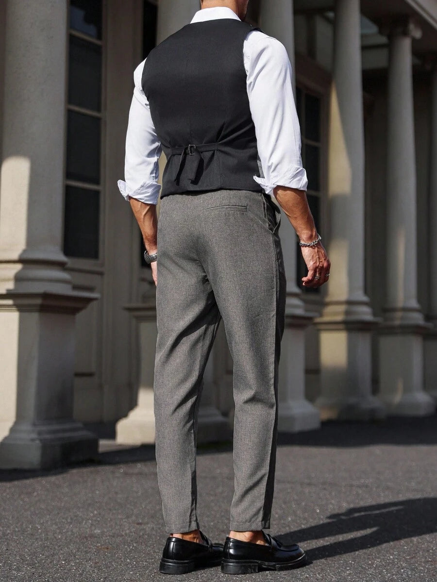 Model wearing baby blue vest and pant set – TARLANO