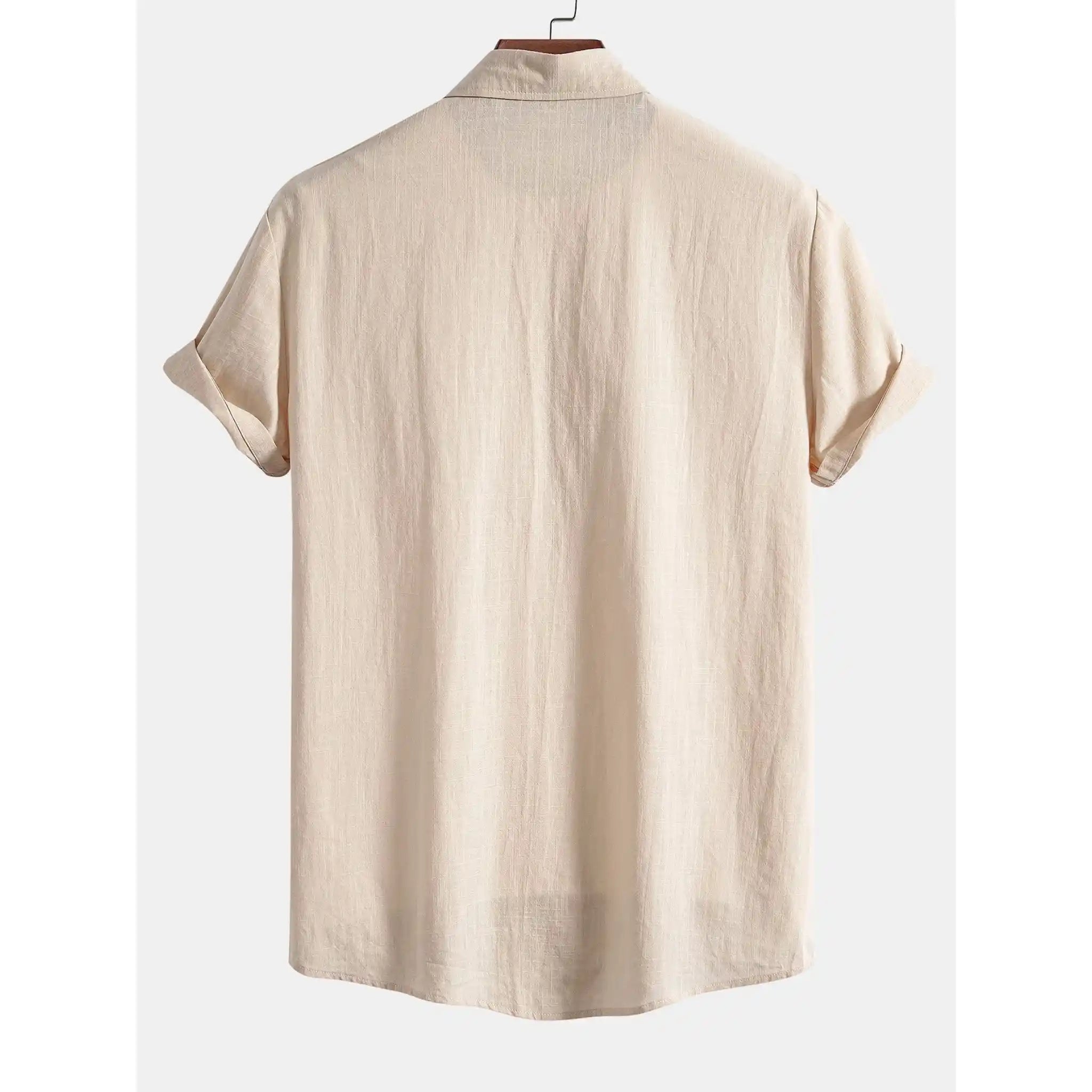 Mens Pant & Geometric Print Shirt Set Linen Blend Cropped Beige – Saxo