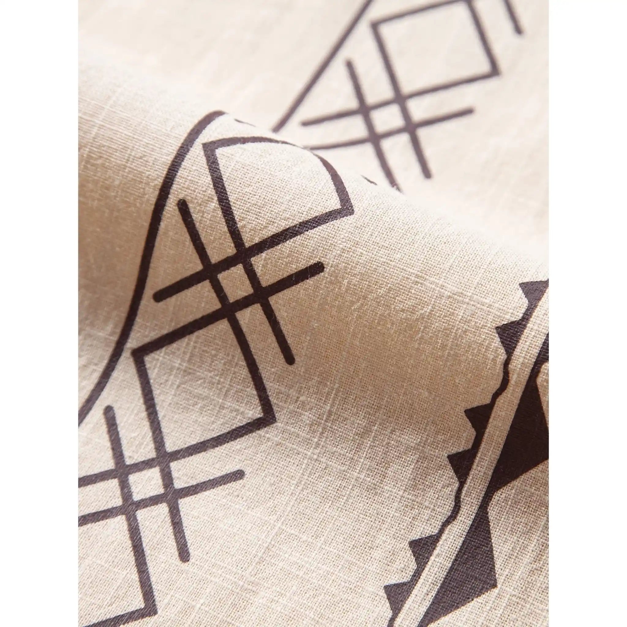 Mens Pant & Geometric Print Shirt Set Linen Blend Cropped Beige – Saxo