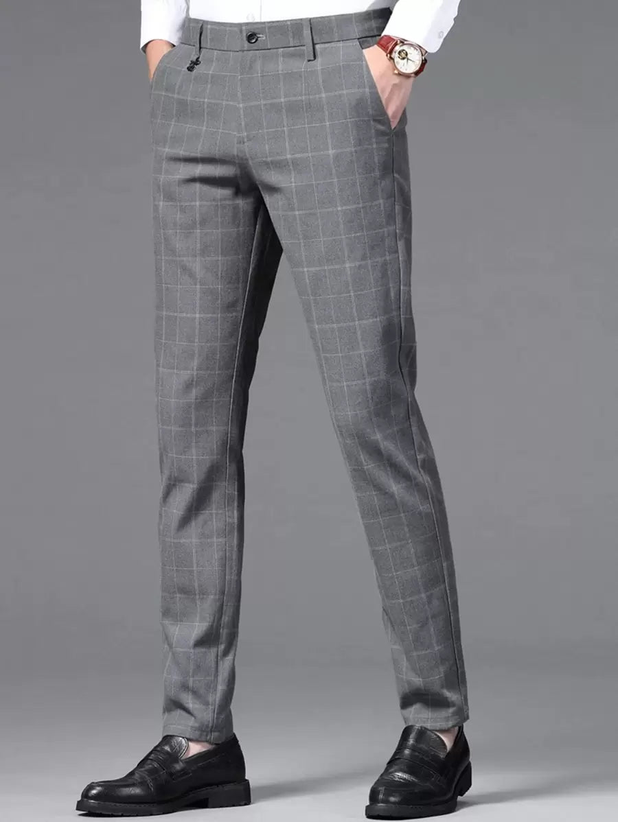 Mens Pant Plaid Stretch Dress Trouser Regular Fit – Ranvel