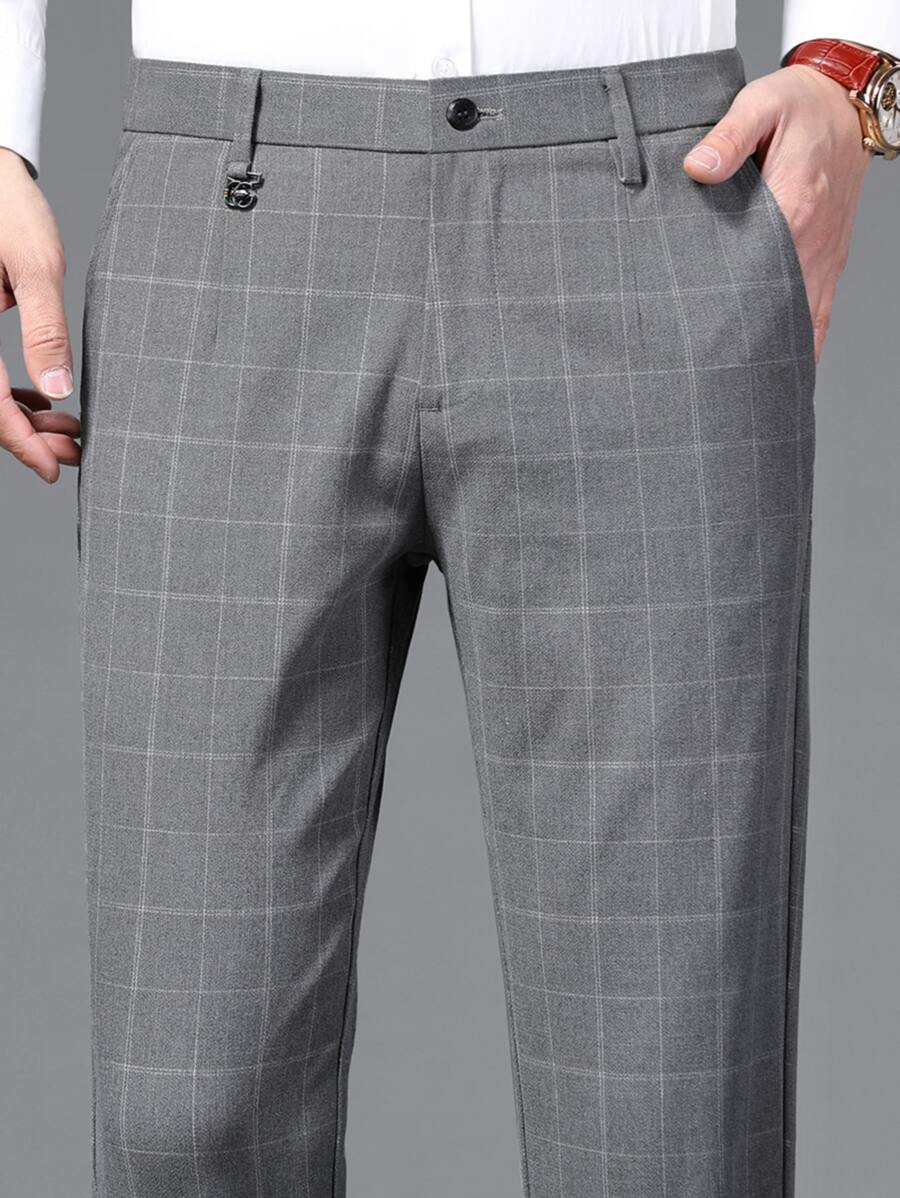 Mens Pant Plaid Stretch Dress Trouser Regular Fit – Ranvel