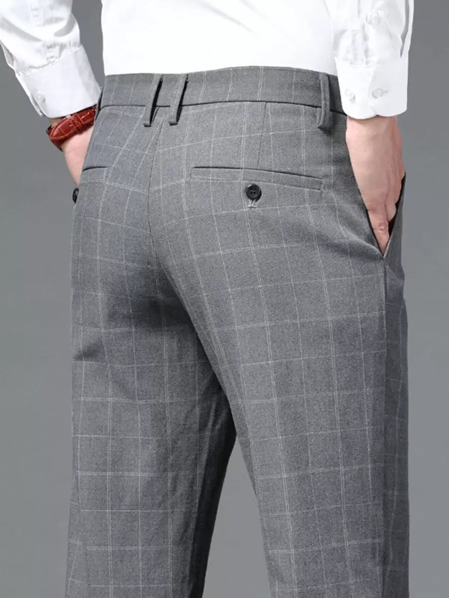 Mens Pant Plaid Stretch Dress Trouser Regular Fit – Ranvel