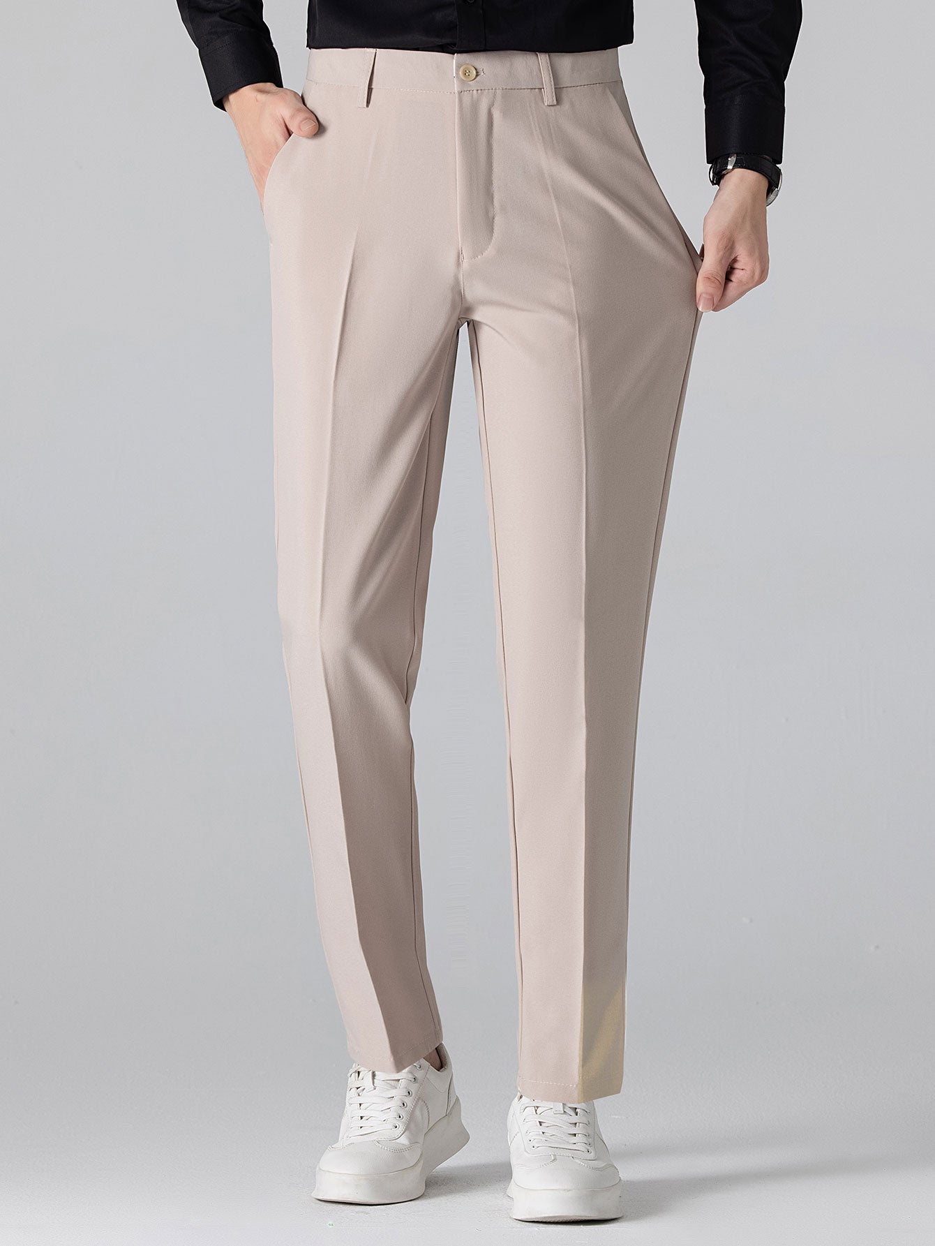Mens Pant & Waffle Polo Set Slim Tapered 2-Piece Smart Casual – Daxel