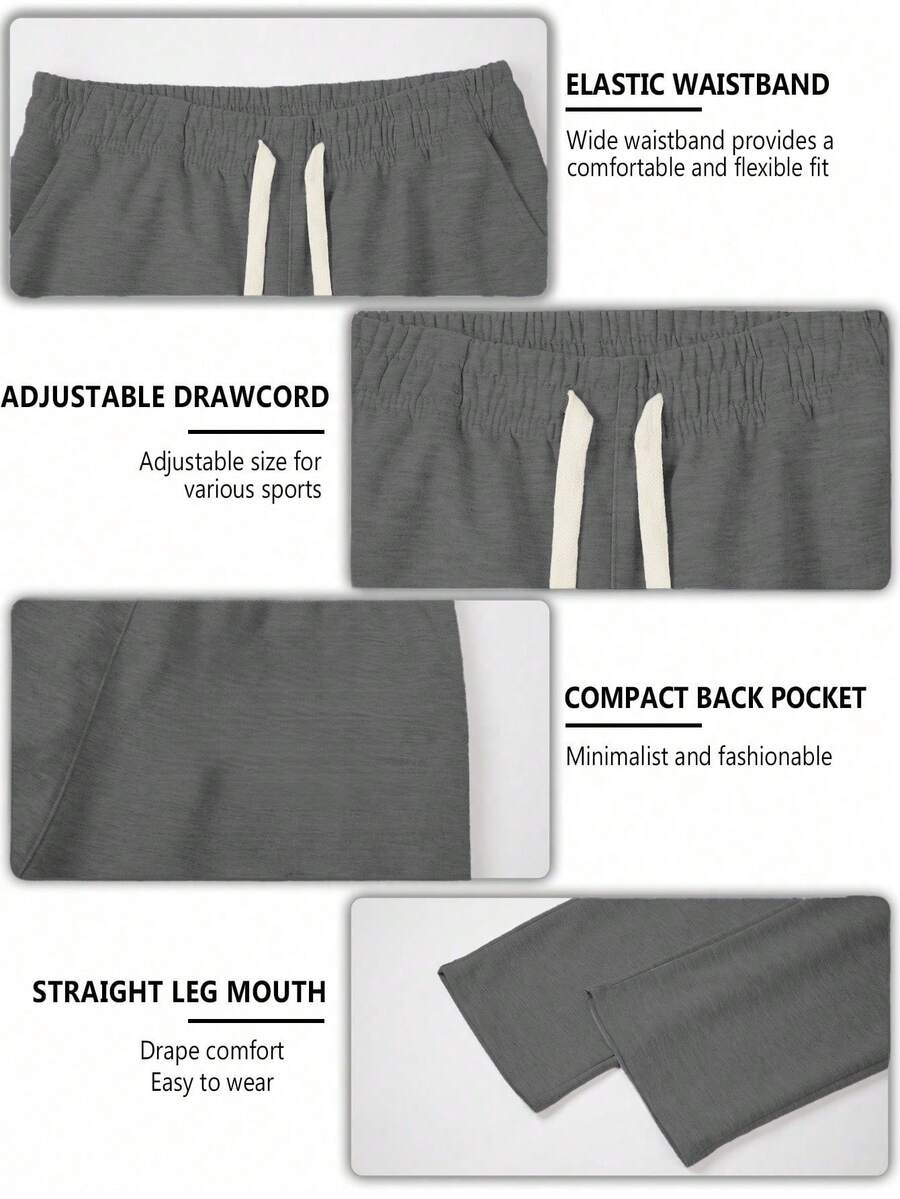 Mens Pant Wide Leg Drawstring Sweatpant Solid Relaxed Fit – Vorval