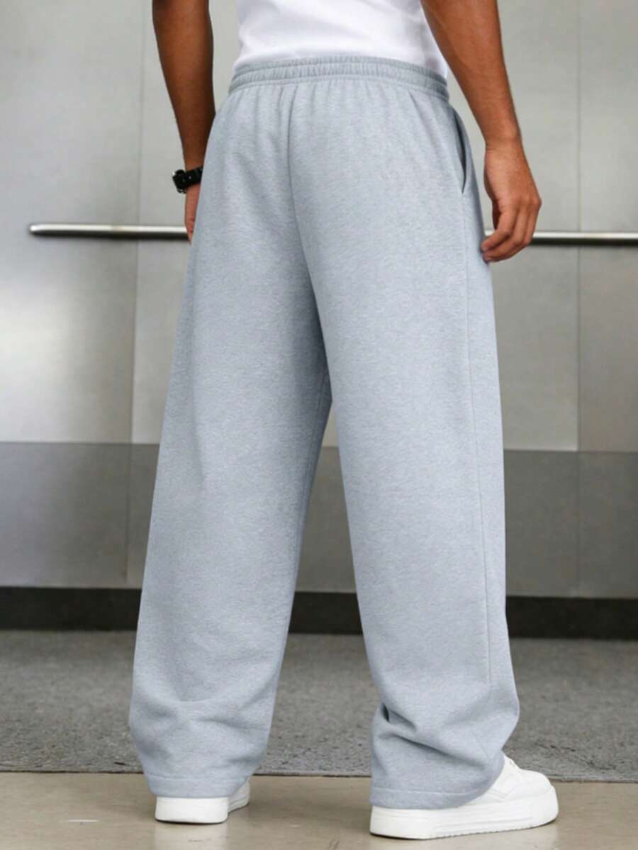 Mens Pant Wide Leg Drawstring Sweatpant Solid Relaxed Fit – Vorval