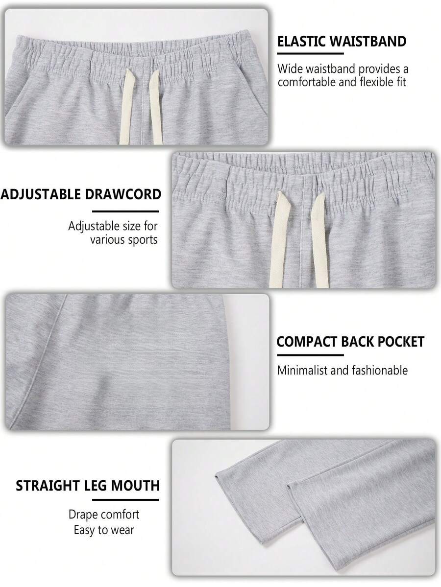Mens Pant Wide Leg Drawstring Sweatpant Solid Relaxed Fit – Vorval