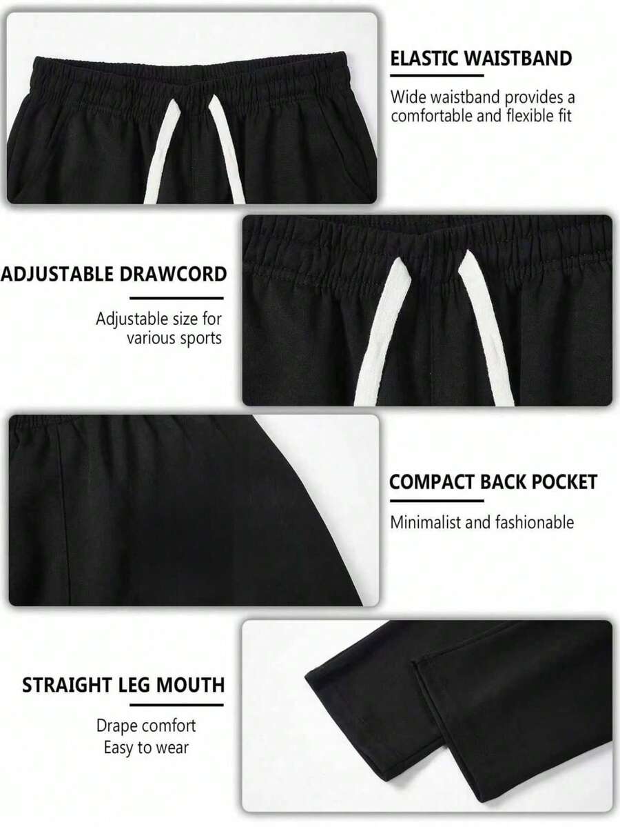 Mens Pant Wide Leg Drawstring Sweatpant Solid Relaxed Fit – Vorval