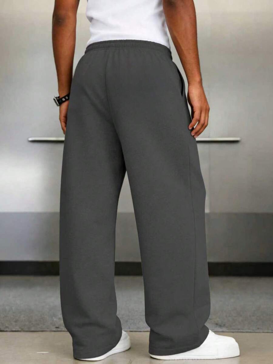 Mens Pant Wide Leg Drawstring Sweatpant Solid Relaxed Fit – Vorval