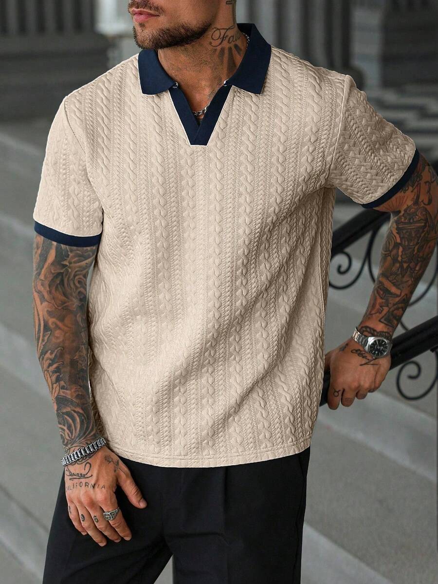 Mens Polo Shirt Contrast Binding Knit Short Sleeve – Valron