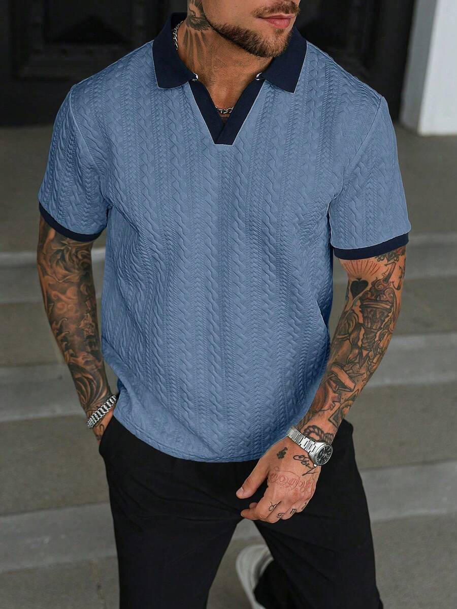 Mens Polo Shirt Contrast Binding Knit Short Sleeve – Valron