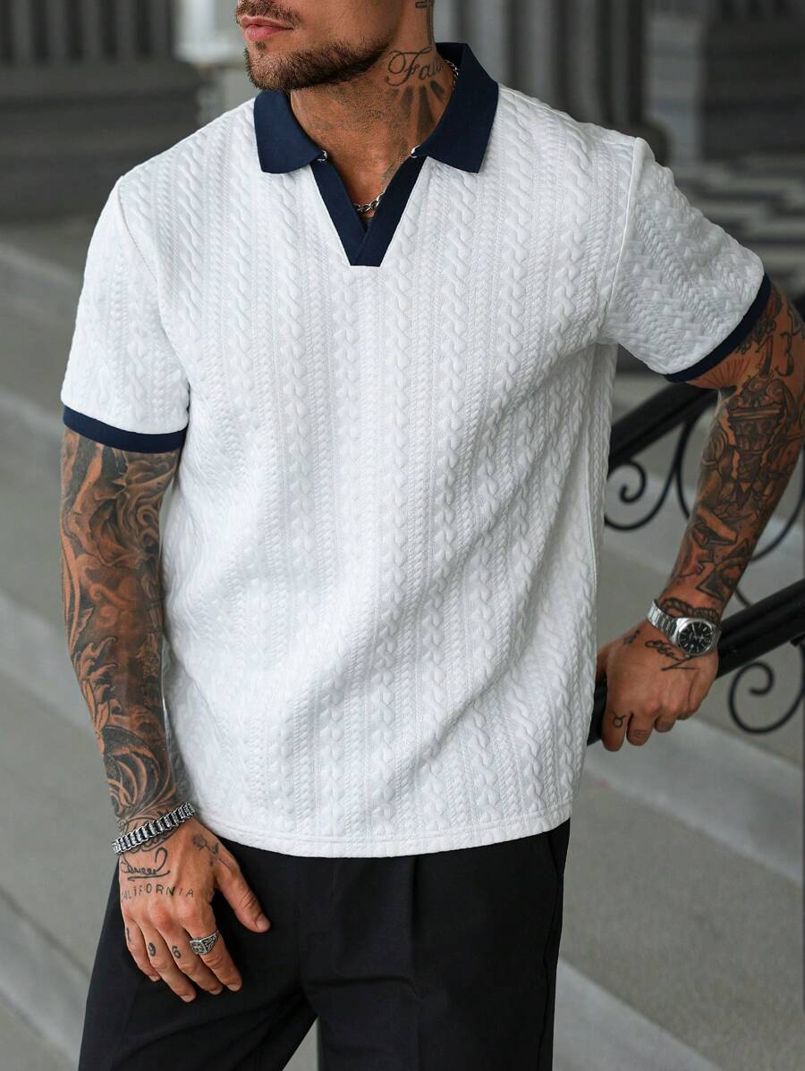Mens Polo Shirt Contrast Binding Knit Short Sleeve – Valron