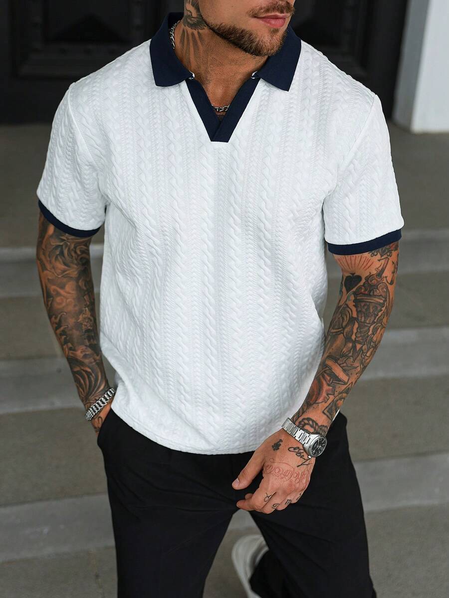 Mens Polo Shirt Contrast Binding Knit Short Sleeve – Valron