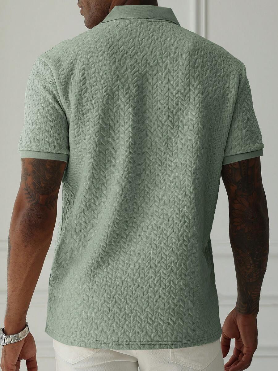 Mens Polo Shirt Geometric Jacquard Knit Short Sleeve – Valron