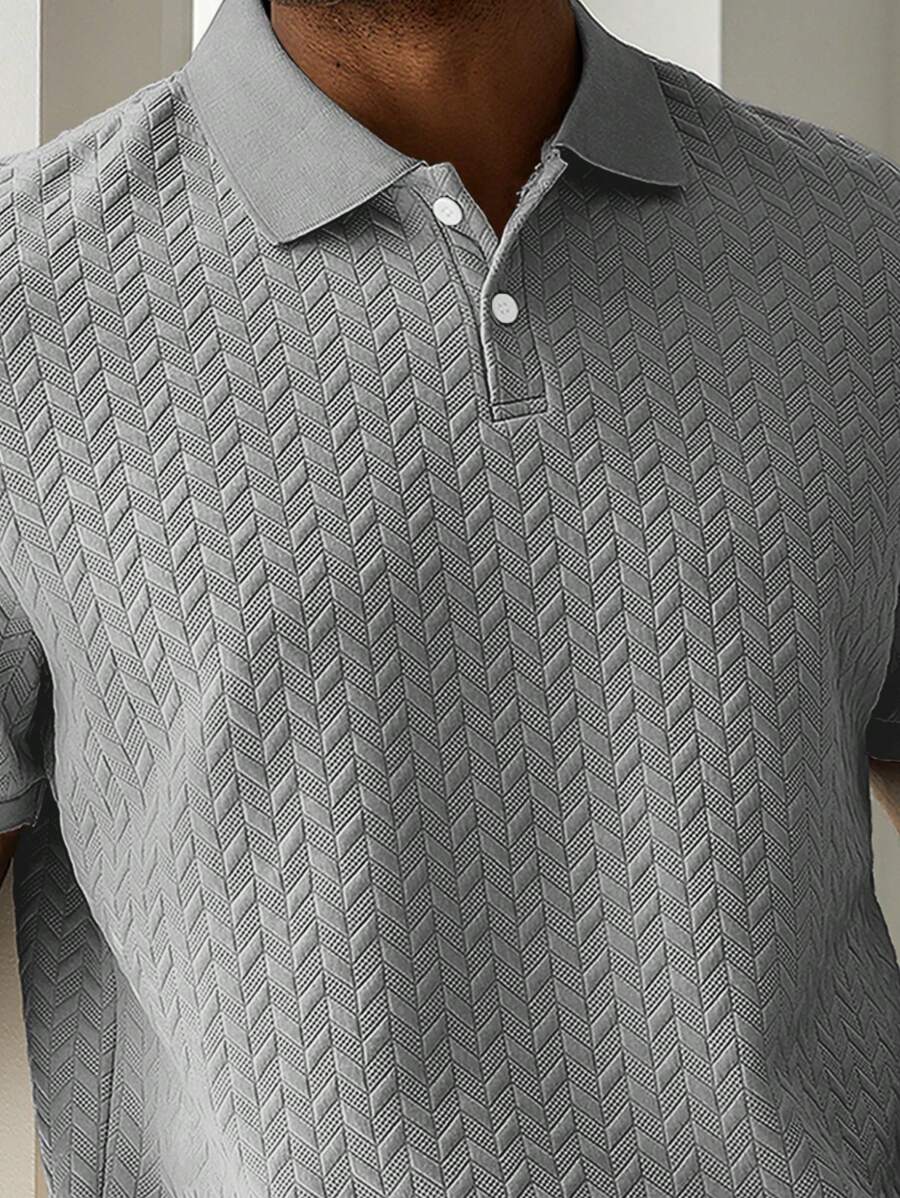 Mens Polo Shirt Geometric Jacquard Knit Short Sleeve – Valron