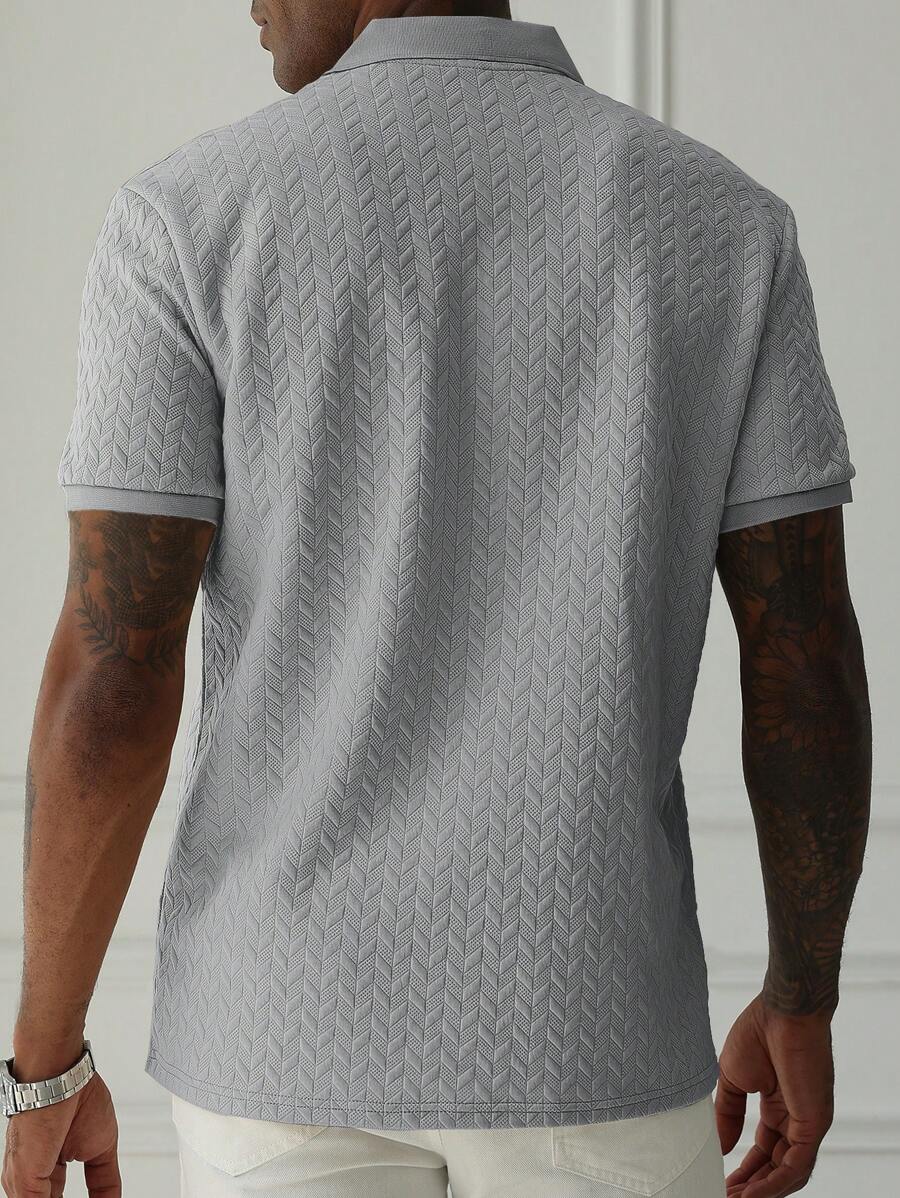 Mens Polo Shirt Geometric Jacquard Knit Short Sleeve – Valron
