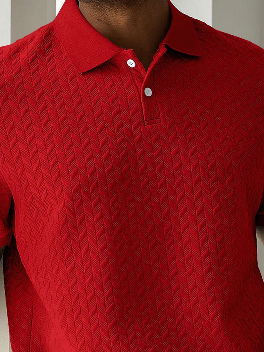 Mens Polo Shirt Geometric Jacquard Knit Short Sleeve – Valron