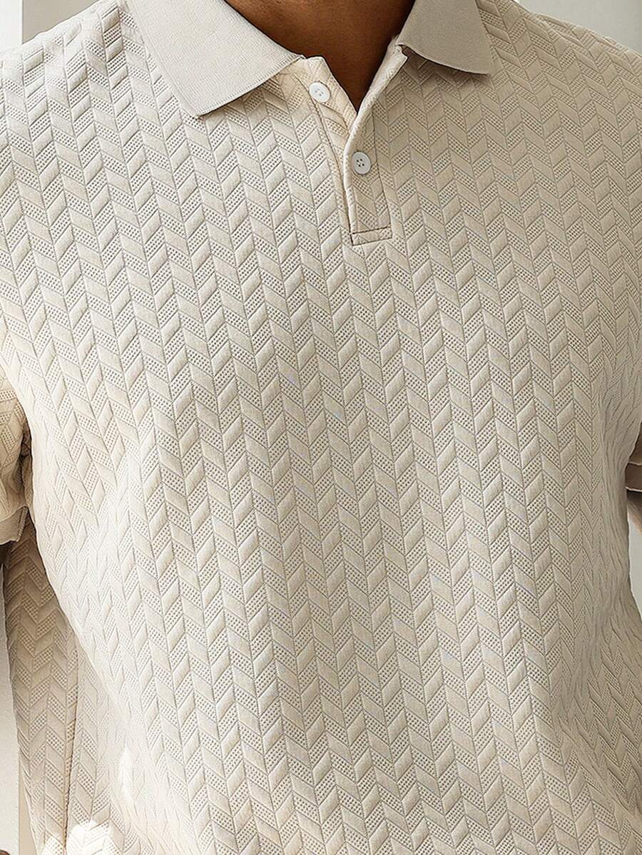 Mens Polo Shirt Geometric Jacquard Knit Short Sleeve – Valron