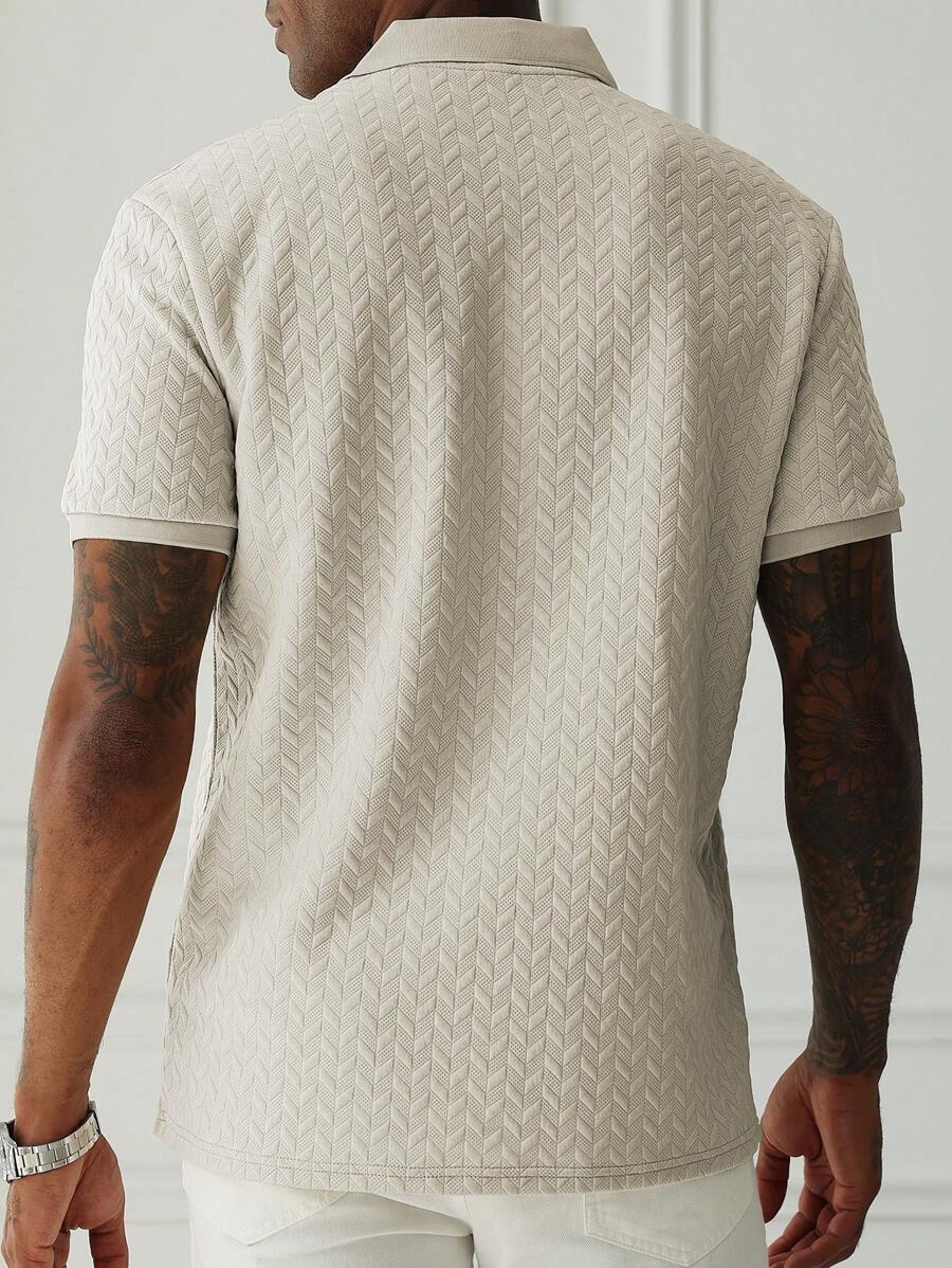 Mens Polo Shirt Geometric Jacquard Knit Short Sleeve – Valron