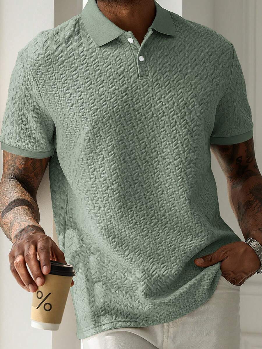 Mens Polo Shirt Geometric Jacquard Knit Short Sleeve – Valron
