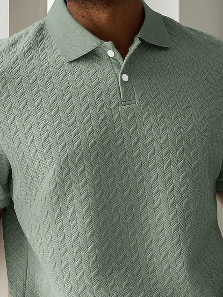 Mens Polo Shirt Geometric Jacquard Knit Short Sleeve – Valron