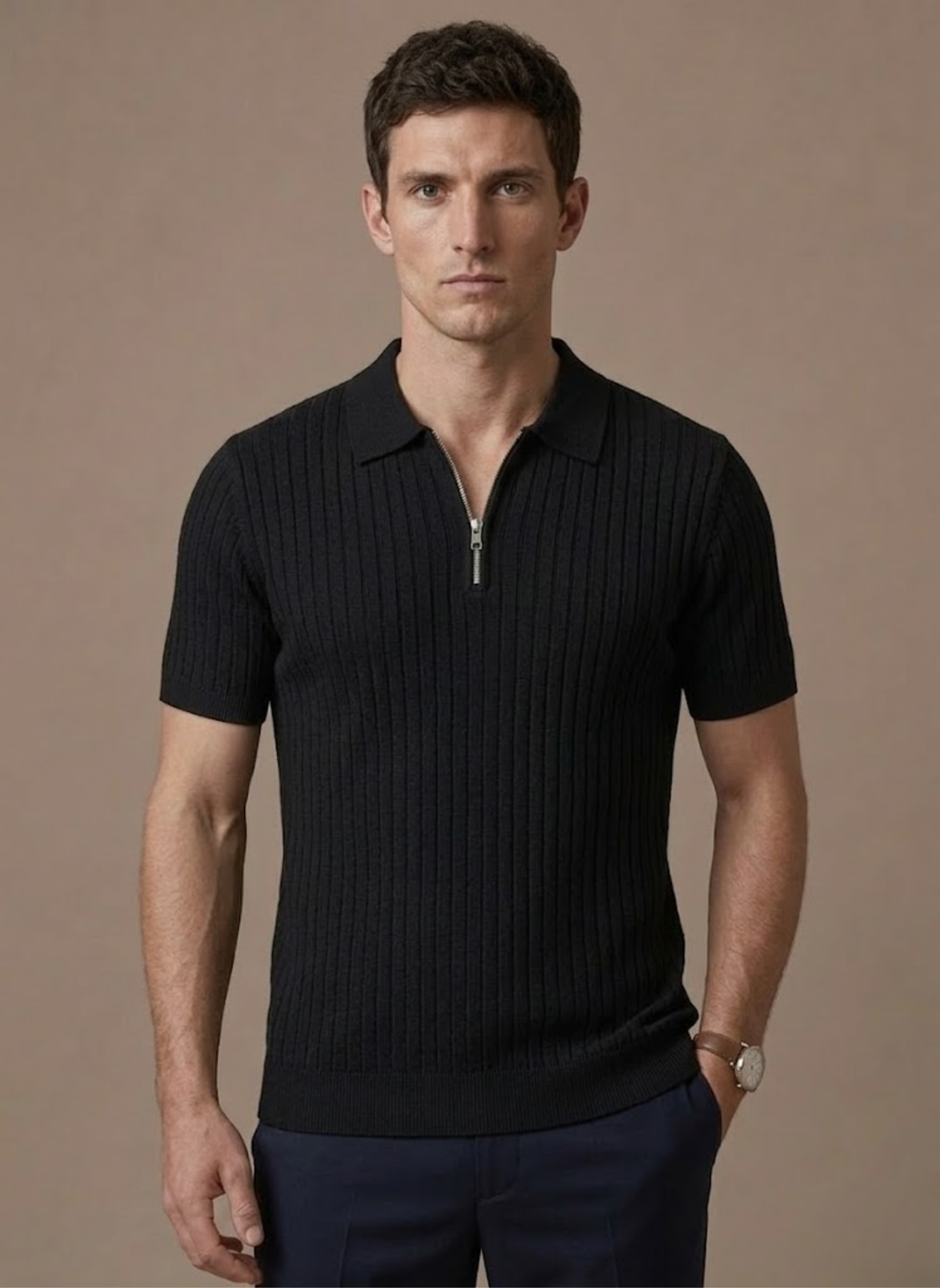 Mens Polo Shirt Striped Knit Short Sleeve – Senro