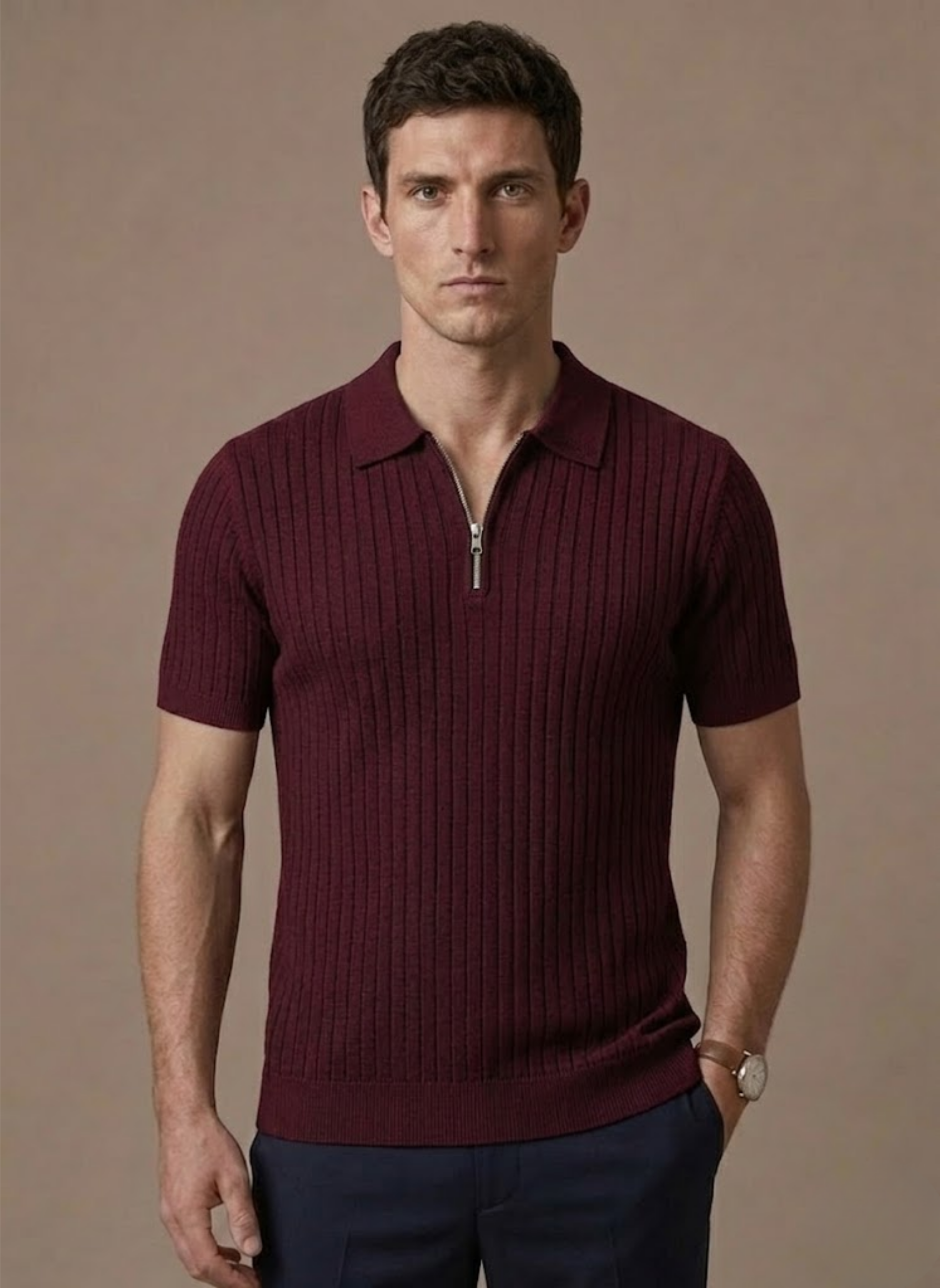 Mens Polo Shirt Striped Knit Short Sleeve – Senro