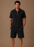 Mens Short and Polo Ribbed Matching Set Quarter-Zip – Linver