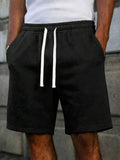 Knit drawstring casual short in black – TARLANO