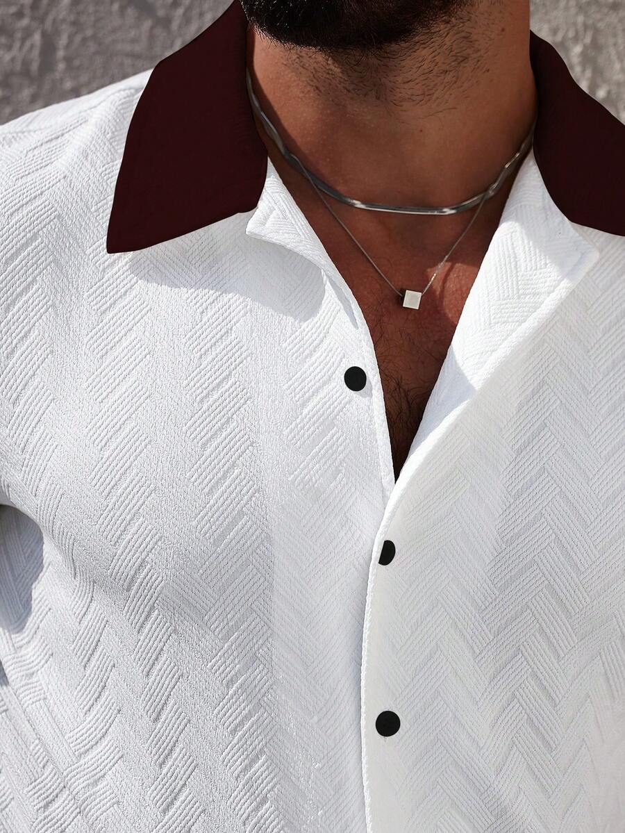 Mens Short Set Contrast Trim Button-Front Shirt and Shorts – Dalvo